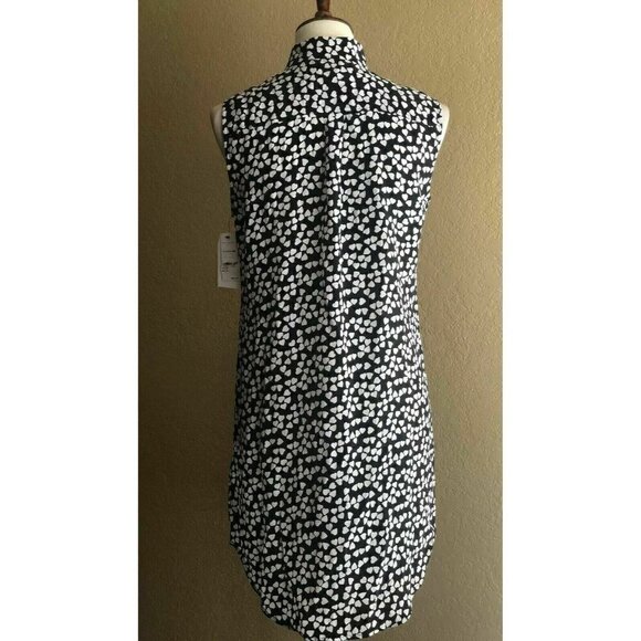 Equipment Womens Black White Endless Hearts Dress - Picture 9 of 12